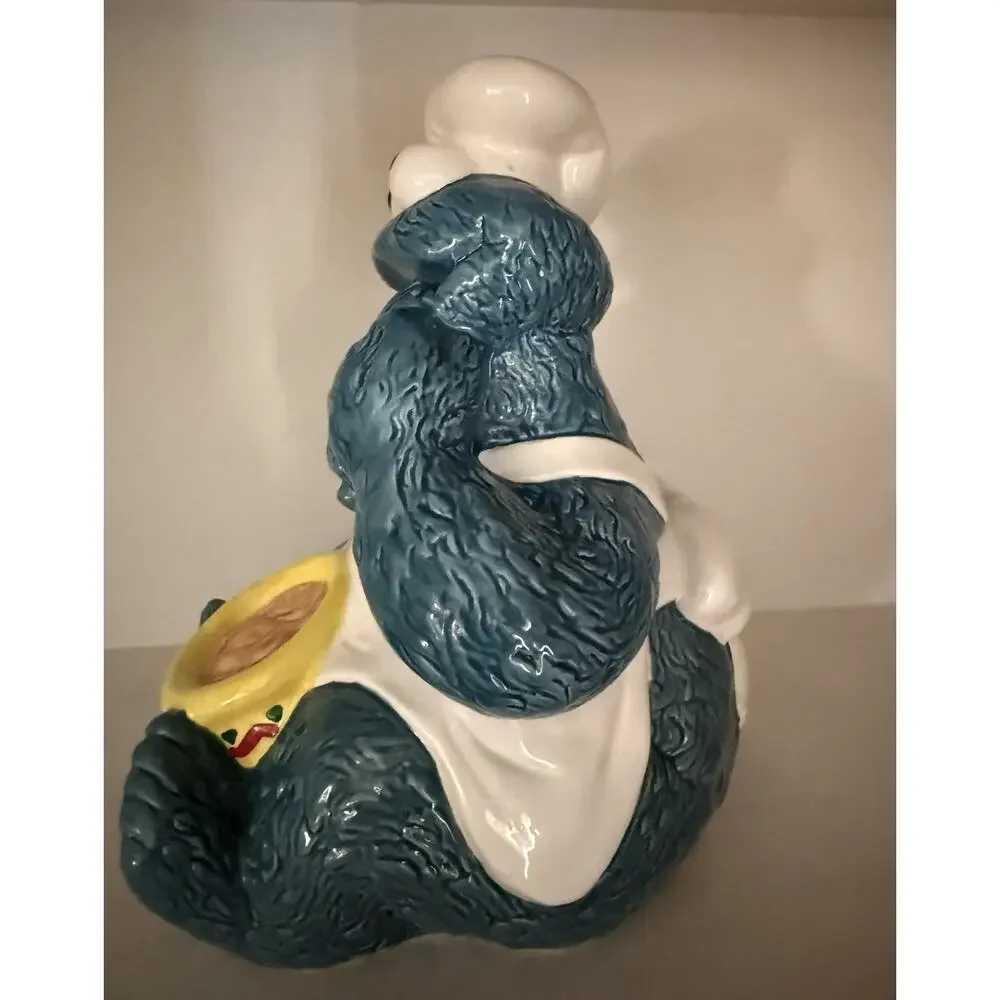 Vintage 1993 Jim Henson Sesame Street Cookie Monster ceramic cookie jar w/ lid